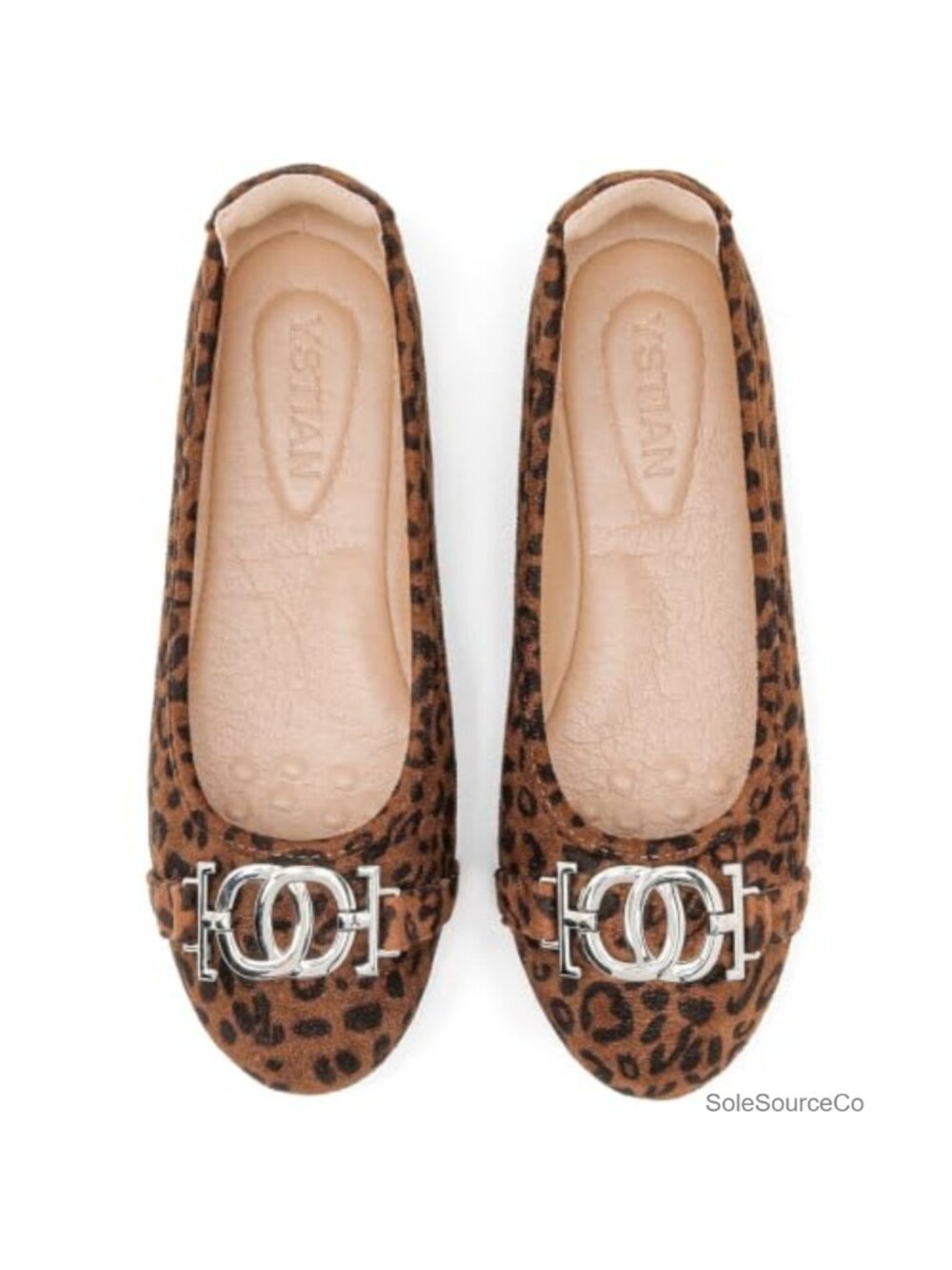 Suede Ballet Flats Round Toe Slip On Dress Shoes Cushioned Insole